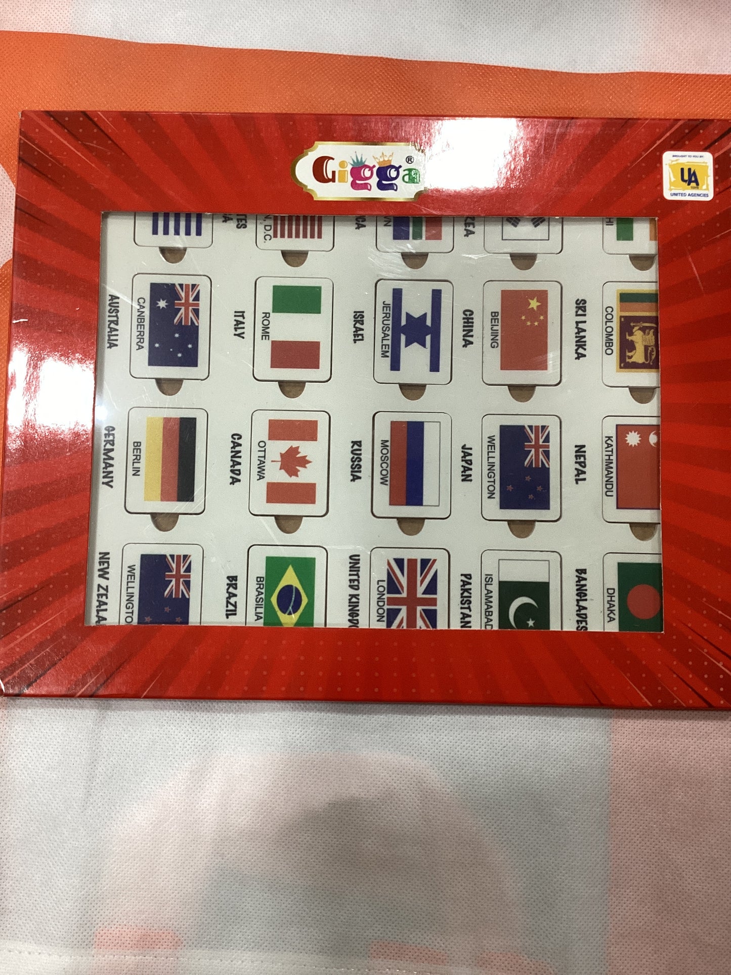 Educational Wooden Capital with Flags